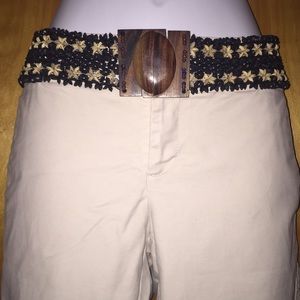 Wooden Beaded Blue & White Belt Size Small 28”